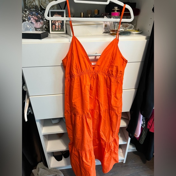 Dresses & Skirts - Bright Orange Spaghetti Strap Maxi Dress